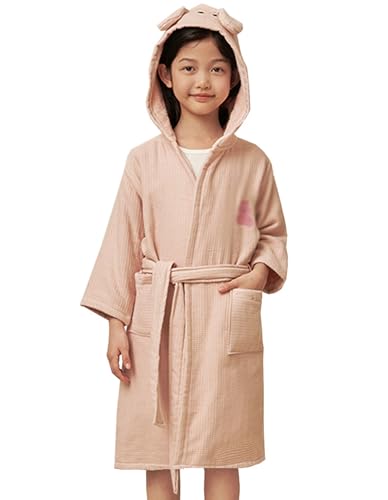 Boys Girls Bathrobe Hooded Soft Towel Robe 100% Cotton Pajama Loungewear Kids Hooded Beach Towel 2-9 Years