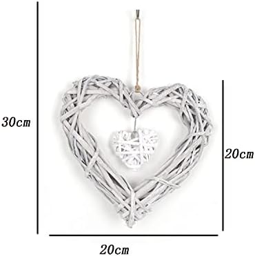 2 pcs Artificial Wicker Heart Wreath Wall Hanging Rattan Decoration Door Diy Grapevine Hearts Decor Wedding Party Decoration