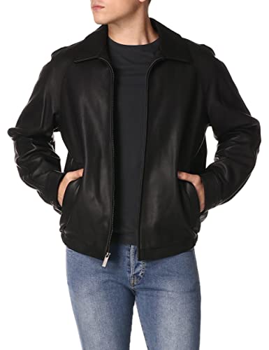Nautica Men's Zip Up Leather Jacket, Black (2014), Large