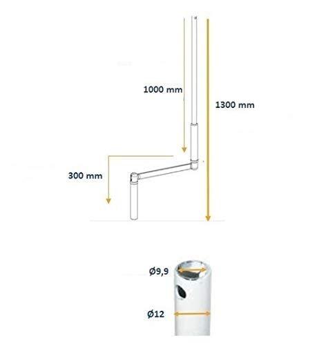 MANIVELLE COMPLETE Ø12 LG1300 TRADI-MONO-BLOC (BLANC)