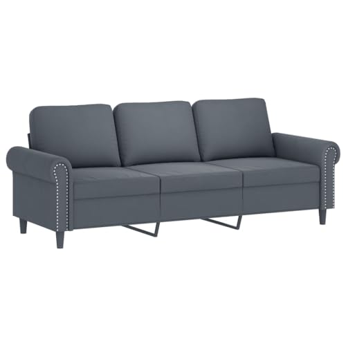 vidaXL Sofagarnitur 3-TLG., Sessel Couch mit Kissen, Sofa Wohnzimmersofa mit Armlehnen, Couchgarnitur Designsofa Sitzmöbel Polstermöbel, Dunkelgrau Samt – Bild 6