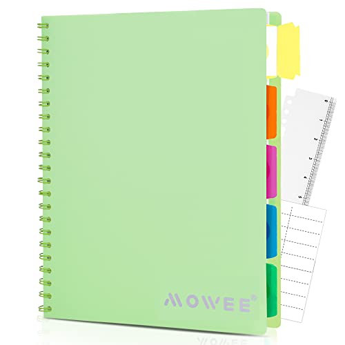 Image of Spiral Notebook - 5 Subject Notebook, College Ruled Notebook With Dividers Pocket, Tabs Label, Ruler, 100Sheet 200 Pages, for Writing Journal, Home & Office, School Supplies, 8.5''x11'' Lime | 200 Pages, 11 inch Ruler, 8.5 inchx11 inch Lime, Pocket Dividers with Tab Labels, for Writing Journal, Home, Office & School Supplies