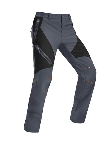 MAGCOMSEN Fleece Lined Pants Men Winter Waterproof Insulated Ski Snow Work Pants for Hiking Outdoor...