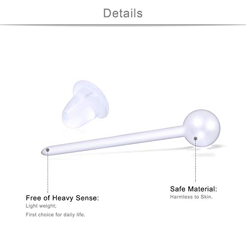 Scerring 20G Clear Earring Retainer Acrylic Plastic Earring Posts Clear Ear Pins With Silicone Rubber Backs Earnuts For Men Women 3Mm Ball 100Pcs #TOP1