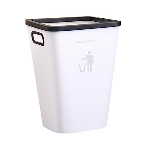 Caneca de basura rectangular blanca de plástico para cocina miniatura 1