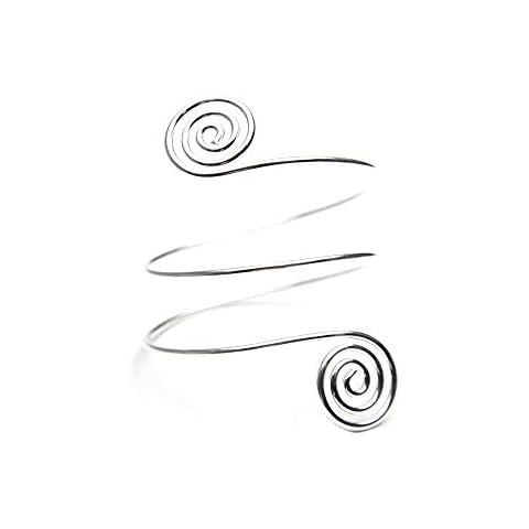 Caiyao Fashion Upper Arm Bracelet Cuff Bangle Coil Bracelet Simple Swirl Leaf Armband Jewelry-Silver Swirl Cover