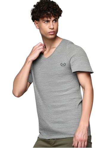 Image of Mack Jonney Regular Solid Cotton Blend V Neck T Shirt for Men