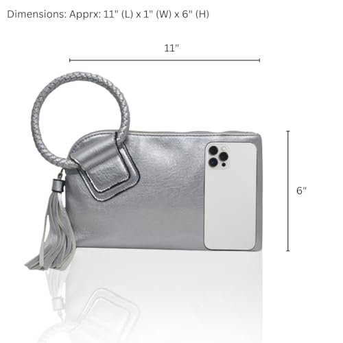 Image of NGIL Faux Leather Mini Wristlet Purse | Women's Handbag, Fashion Wristlet Wallet, Compact Everyday Purse with Fringe Tassel