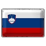 Vintage Blechschild | Flagge Slowenien | Dekoration für Zuhause | Retro-Stil | 20 cm x 30 cm