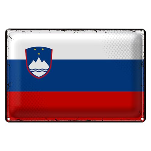 Vintage Blechschild | Flagge Slowenien | Dekoration für Zuhause | Retro-Stil | 20 cm x 30 cm