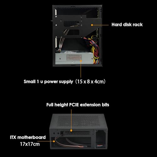 Boîtier HTPC Mini ITX A09 : châssis de PC de bureau compact en noir avec ports USB