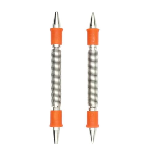 Lizusidtsy 2Pcs Spring Tool Kit 1/32In, 1/16In, 3/32In, 1/8In Nail Punch, Spring Loaded Rivet Removal Kit for Wood, Silver&orange