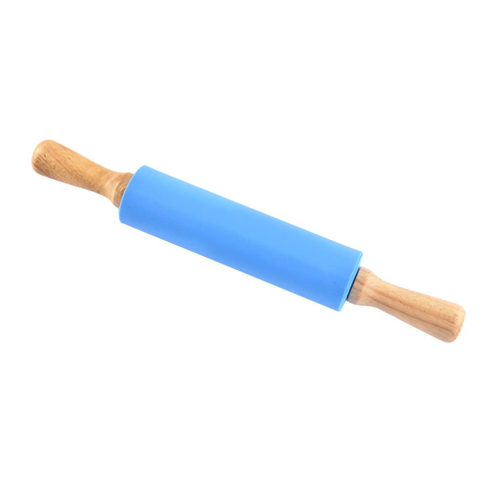 Teigroller aus Silikon zum Backen, langlebiger Teigroller mit Holzgriff, ideal für die Herstellung von Teigtaschen und Gebäck, unverzichtbares Küchenzubehör für Erwachsene