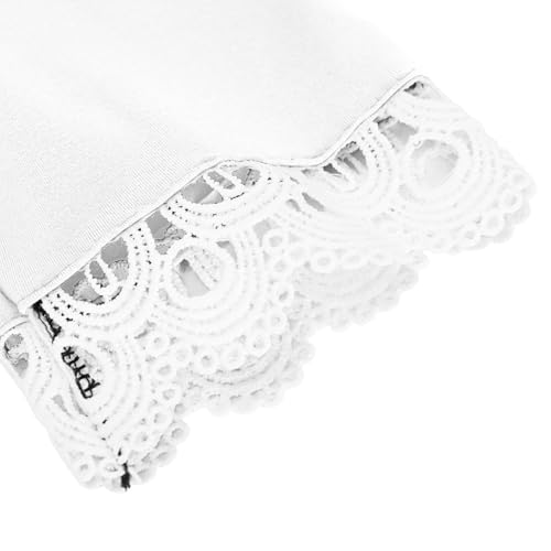 Girls 3/4 Lace Trim Leggings Elastic High Waisted Yoga Pants Stretchy Slim Lightweight Tights Solid4