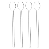 CLISPEED 4 piezas Cuchara de Vidrio Resistente al Calor con Mango Ergonómico de Cucharas Largas para Mezclar Café Postres y Leche Aptas para Hogar Bares y Cafeterías Transparente