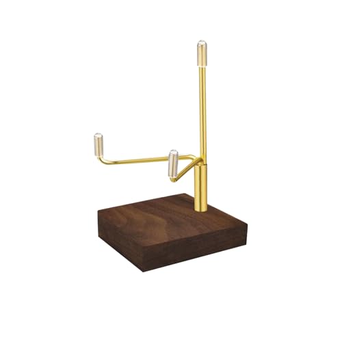 Adjustable Metal Arms Display Stand with Solid Walnut Base Small Plate Stand Holder for Belt Buckle Picture Frame Mini Wooden Easels for Displaying Rocks Minerals Fossil Pet Memorial Paw Print