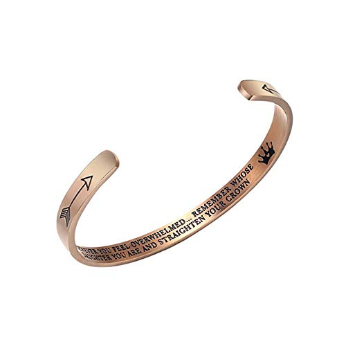 Mogoi Bracelet manchette réglable en titane avec gravure inspirante