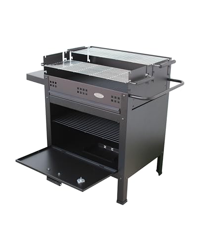 GMR FOR FIRE AND FUN Barbecue a Legna XXL (71,5x26cm) con Forno Pizza, Griglia BBQ Acciaio con 2 Ripiani, Barbecue Carbonella XXL, Grande Barbecue a Carbonella da Campeggio