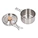 SPYMINNPOO Camping Cooking Pot and Pan Set, 304 Stainless Steel Portable Cookware Mess Kit with Storage Bag for Hiking Backpacking