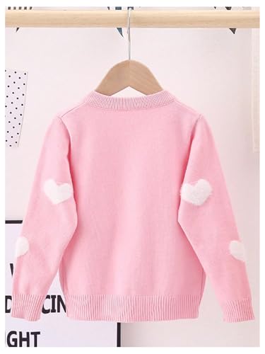 Floerns Girl's Heart Print Long Sleeve Knitted Button Front Kawaii Cardigan Sweater2