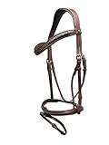 Bello-Equine Braided Havana Brown Leather Bridle with Removable Flash – Padded Browband & Noseband – Horse Riding Bridle for Schooling & Show - Size Full