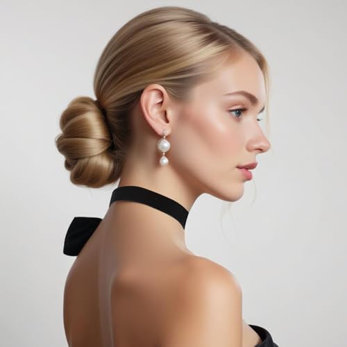 Trinkrittey Velvet Chokers Schwarz Band Choker Samt Halsketten Set Schwarz Damen Halsband Halsketten mit Kette Band Choker Stretch Kragen Halsreifen für Mädchen Frauen, 2-teiliges, 1/2 cm Breit