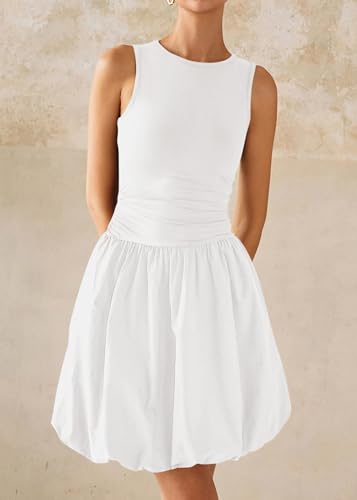 Image of KIRUNDO Summer Dresses for Women 2026 Cute Mini Sleeveless Bubble Dress