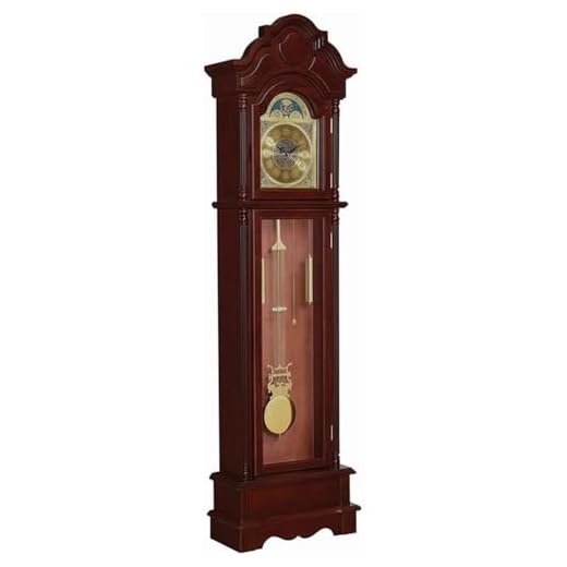 Coaster Furniture Harris Grandfather Clock with Chime Brown Red and Clear, 900749