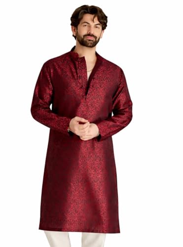 Image of SOJANYA Men's Silk Blend Kurta with Paisley Design