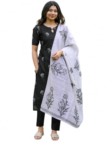 Image of Sun Fashion And Lifestyle Kurta Sets for Woman | Kurti Set | Women's 3 Piece Kurta Pant Dupatta Set |Chanderi Silk Kurta Woman | Elegant Suit for Women | Dupatta