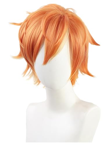 Perruque Akito Shinonome courte orange pour cosplay Project Sekai