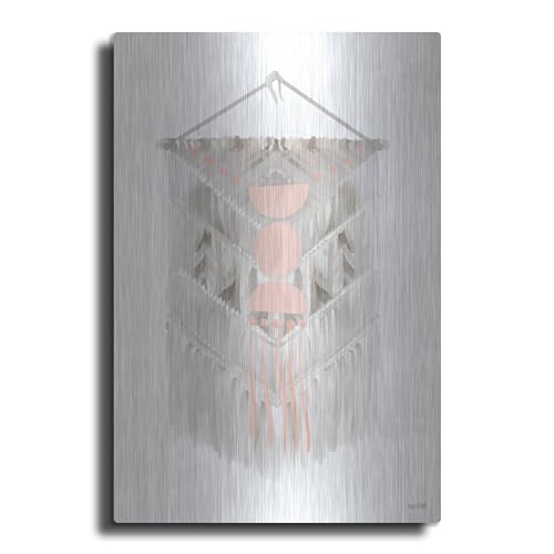 Luxe Metal Art 'Pink Bohemian Macrame' by House Fenway, Metal Wall Art, 24'x36'