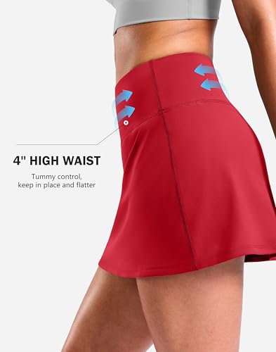 Image of SANTINY 13.5 inch /15 inch Skorts for Women with 2 Pockets High Waisted A Line Casual Pickleball Golf Skort Athletic Tennis Skirt