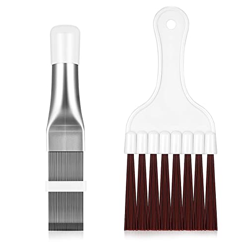 2 unidades de cepillo de limpieza de aleta de aire acondicionado, de acero inoxidable, para limpieza de aletas, cepillo de limpieza de frigorífico, vaporizador, herramienta de reparación Cover