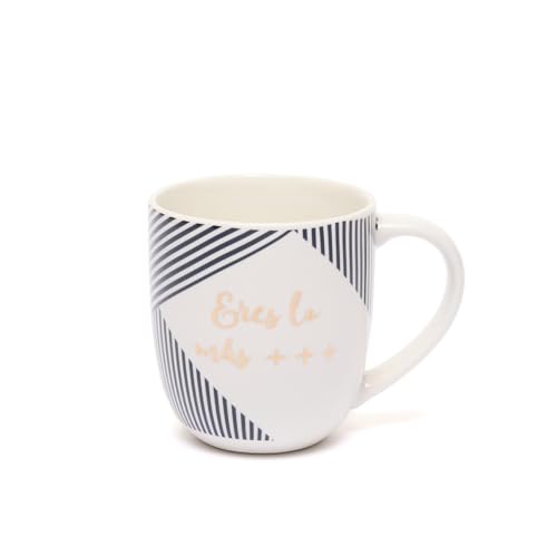 DRAEGER PARIS 1886 - Taza Cerámica de Diseño Chic en Azul o Rosa - Mensaje Personalizado en Oro - Capacidad 320 ml - Decorativa y Apta para Lavavajillas