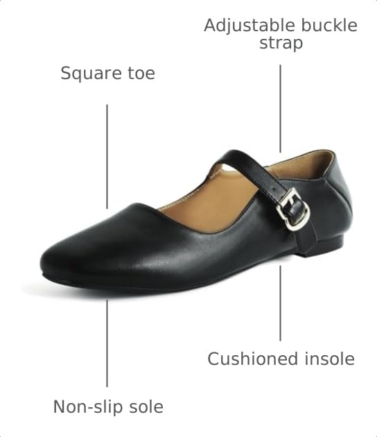 Image of VARECOLA Women's Rhinestone Mesh Mary Jane Flats, Comfortable Square Toe Shoes with Buckle Strap Stylish for Wedding Party Work Casual