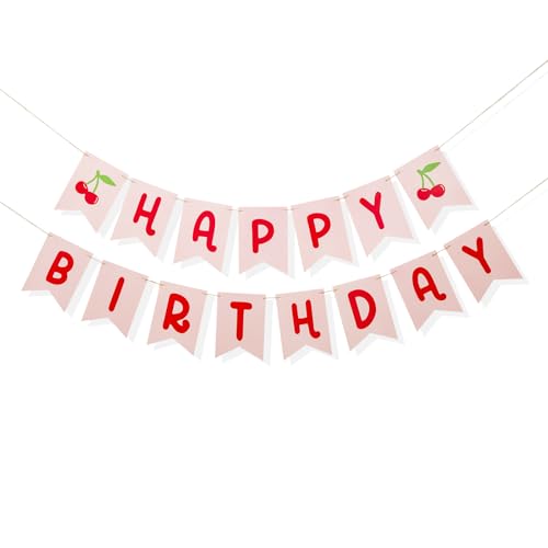 Cherry Happy Birthday Banner-Cherry Birthday Party Decorations-Cherry Hanging Decorations-Cherry Garland