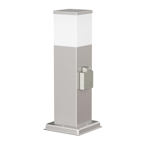 ledscom.de Wegelicht/Pollerleuchte POLLY für außen, IP44, 35 cm, edelstahl, 1x G9 max. 10W, Steckdose