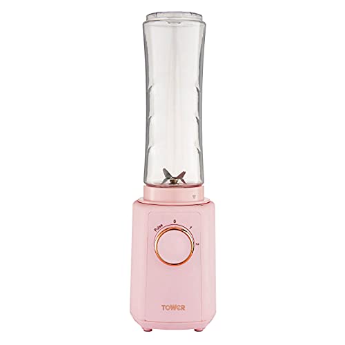 Tower T12060PNK Cavaletto Personal Blender with Tritan Smoothie Bottle, 2 Speeds, 500ml, 300W,...