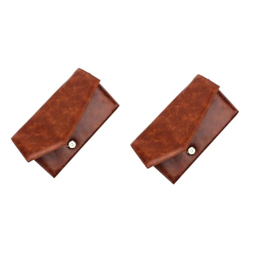 2 Pezzi Borsa Da Viaggio Per Pennelli Da Trucco in Pu Organizer Per Cosmetici 12 Fori Compatta E Leggera Caffè