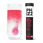 Phizz Daily Energy Electrolyte Hydration Tablets - 16 Vitamins and Minerals - Effervescent Energy Tablets - 75mg Caffeine (Daily (Cherry), 20)