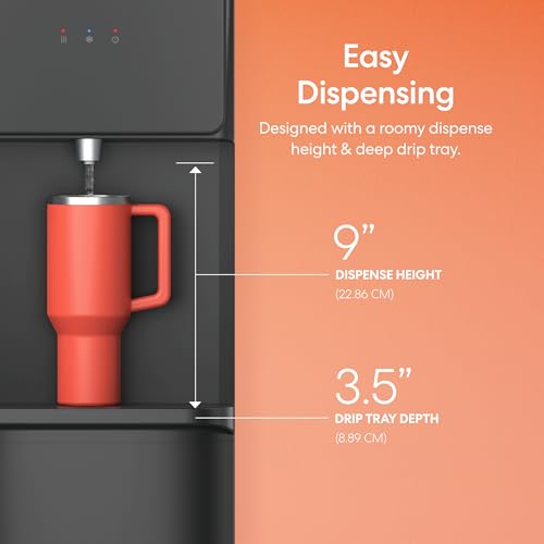 Image of Brio 130 Series Top-Load Water Cooler Dispenser for 3- and 5-Gallon Bottles, Hot & Cold, Spill-Free Loading, Child Safety Lock, Energy Star 3.0, Black