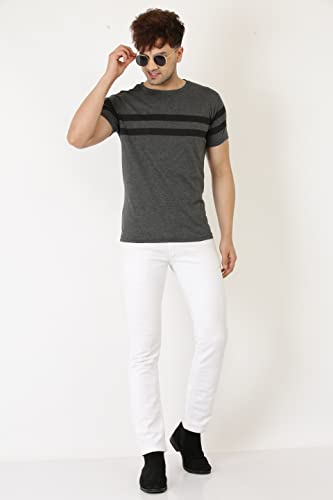 Image of LEOTUDE - Men's Cottonblen Half Sleeve Round Neck Regular Fit Tshirt (Color Maroon)