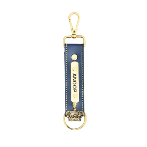 Image of Personalized Leather Keychain with Hook, Customised Leather Keychain for Men & Women | Added with Name & Charm