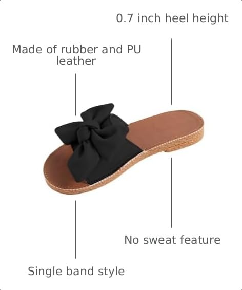 Image of Verdusa Women's Bow Flat Sandals Leather Open Toe Flats Summer Vacation Shoes Beach Sandals Outdoor Slippers