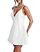 LuFeng Women's Sexy Sleeveless Spaghetti Strap Deep V Neck Backless Flowy Drape Cocktail Mini Dress White