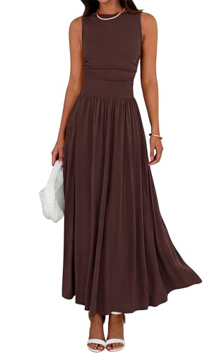 Comfortable Maxi Dresses Flowy Sleeveless Vacation 21 comfortable maxi dresses - coffee