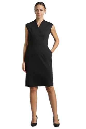 Image of Van Heusen Women's Cotton Blend V Neck Mid-Length Sheath Comfort Fit Above The Knee Dress