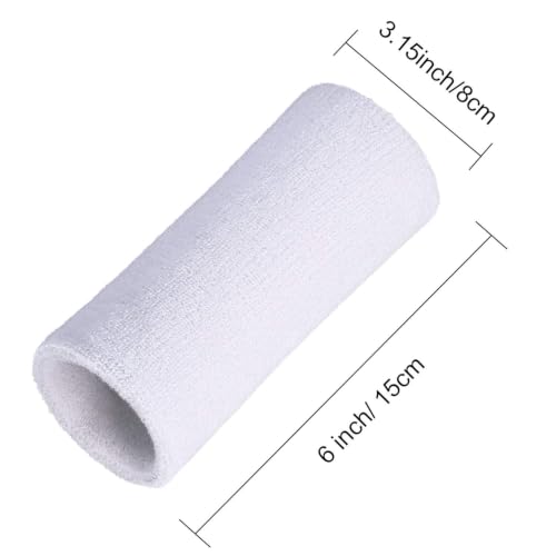 Image of WILLBOND 2 Pcs 6 Inch Wrist Sweatbands for Men and Women, Moisture Athletic Cotton Sweatband for Tennis, Basketball, Running