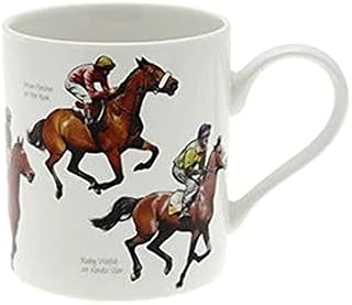 The Leonardo Collection Winning Post Fine China Windsor Mug ,Horse Racing Design, Famous Horses & Jockeys Perfect Cup for Fans of Horse Racing